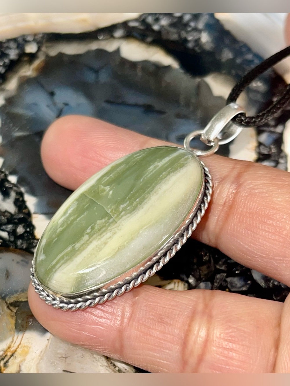 Gary Green Larsonite Jasper Pendant 2 1/4”